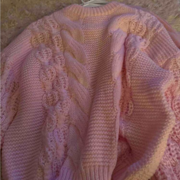 Chunky sweater cable knit Cozy Pink Cable Knit Sweater - Picture 3 of 7
